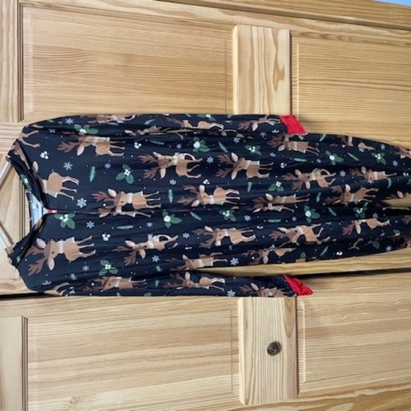 Sunloudy Christmas Pajamas Jumpsuit Long Sleeve Hoodie Elk Print Loungewear - Picture 2 of 5